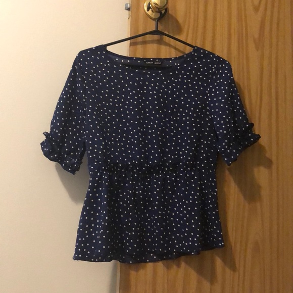 Blue polka dot Ruffle Hem Blouse from Shein - Picture 1 of 9